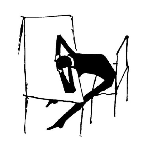 sketch of man resting head on table