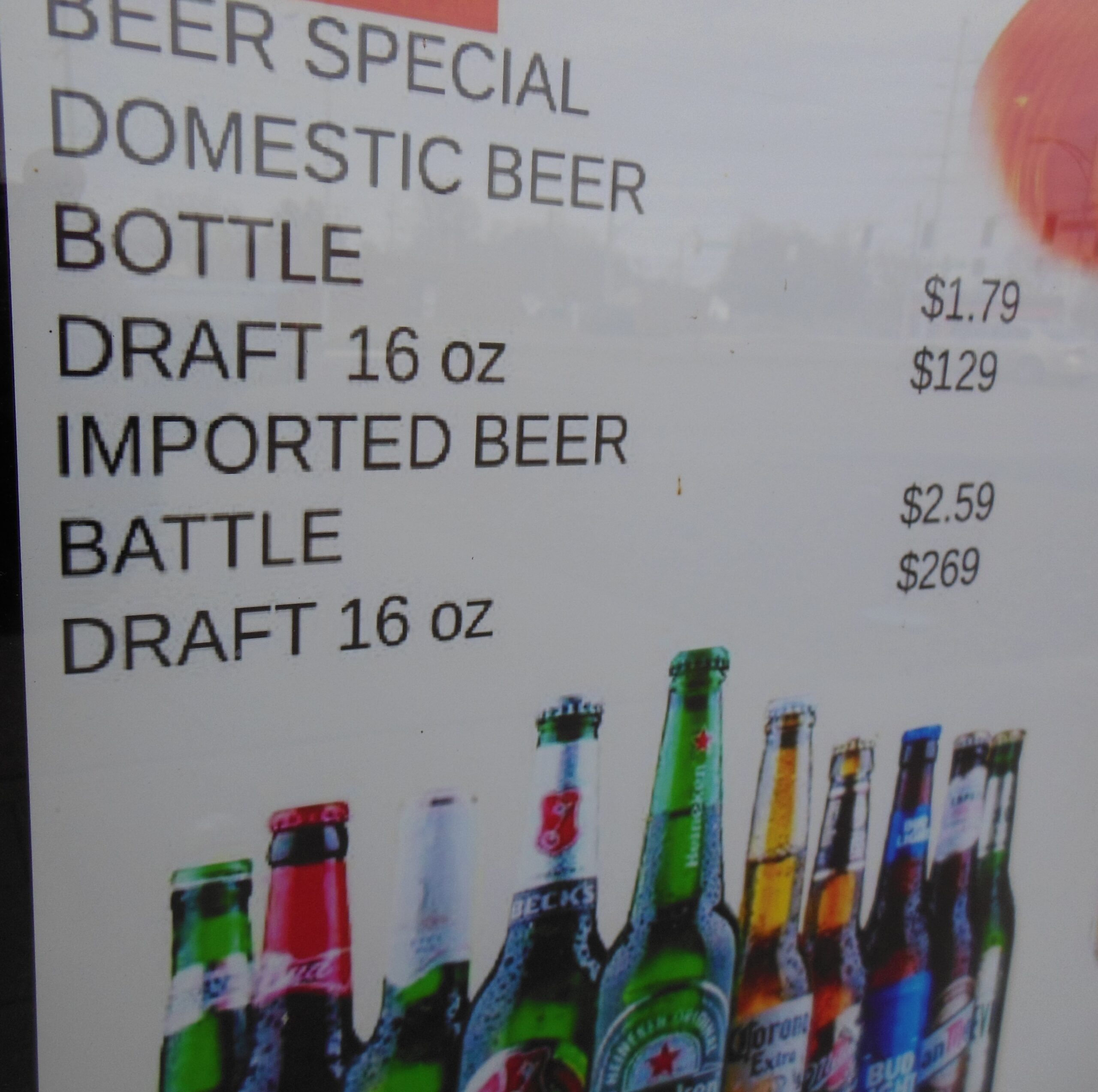 sign listing beer prices